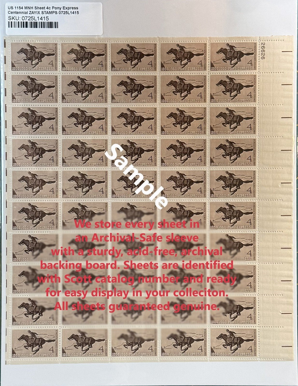 US 1026 MNH Sheet 3 Cent General George Patton ZAYIX 0825L1595