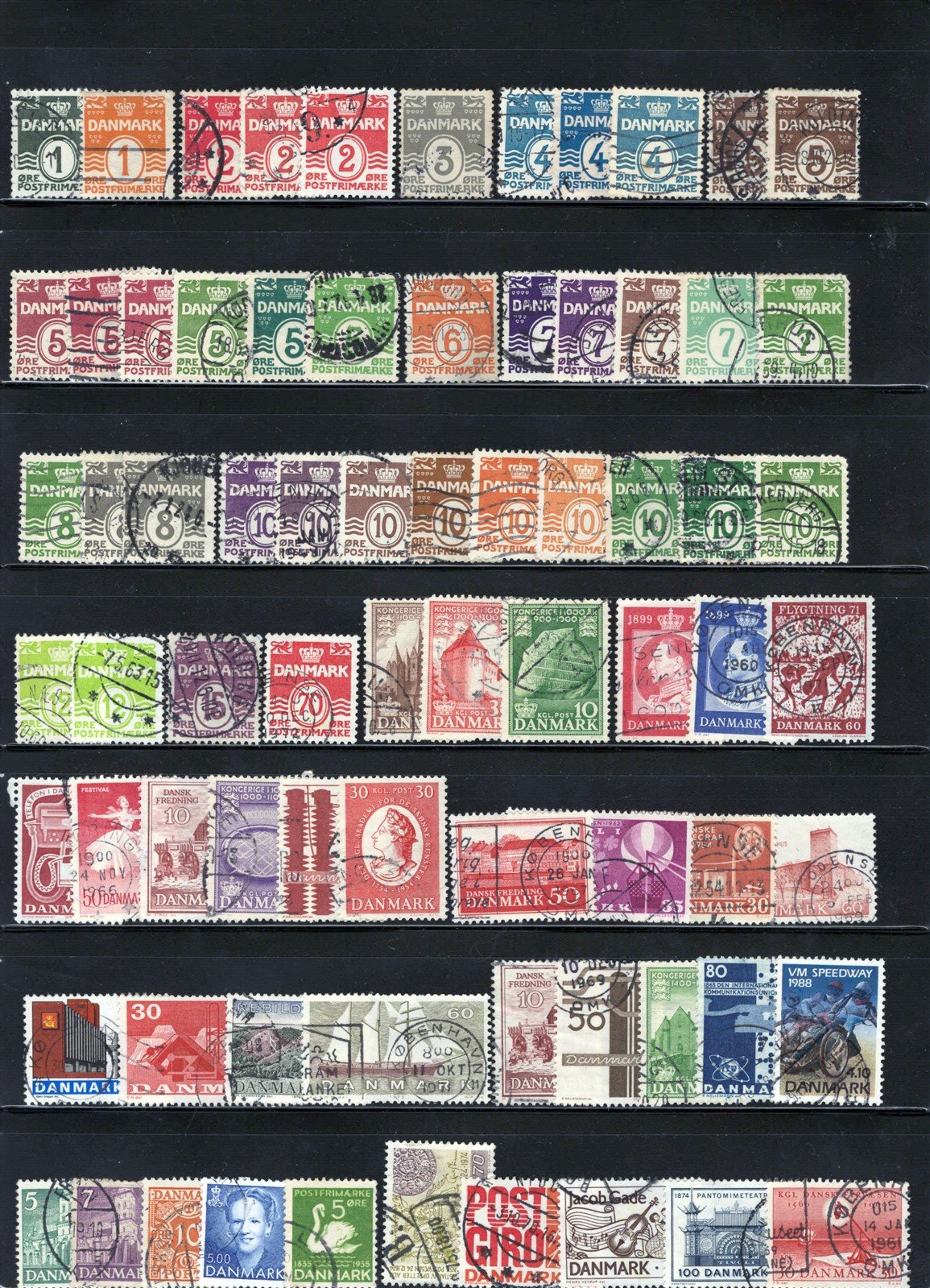 Denmark Dazzling Stamp Collection 193 Used on 3 Stock Pages ZAYIX 0825L1614