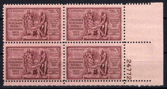 United States 1020 MNH Plate Block Louisiana Purchase ZAYIX STAMPS 0825S1644
