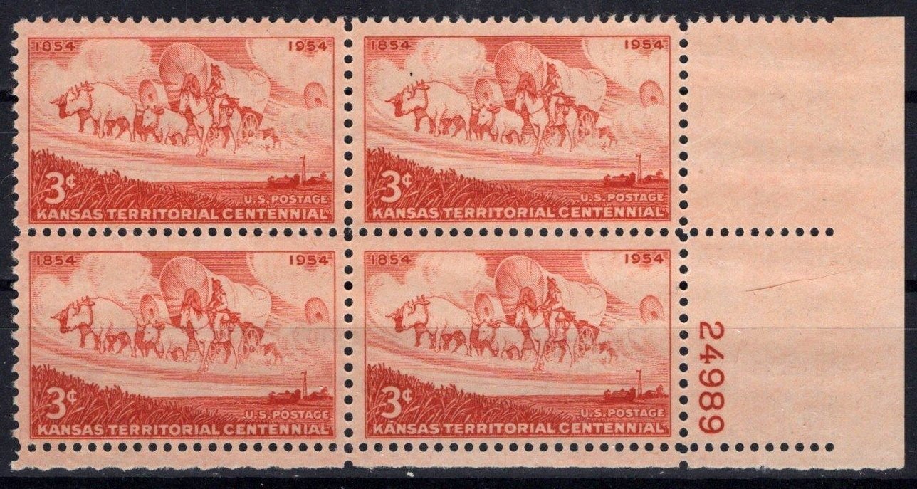 United States 1061 MNH Plate Block Kansas Territory ZAYIX STAMPS 0825S1655