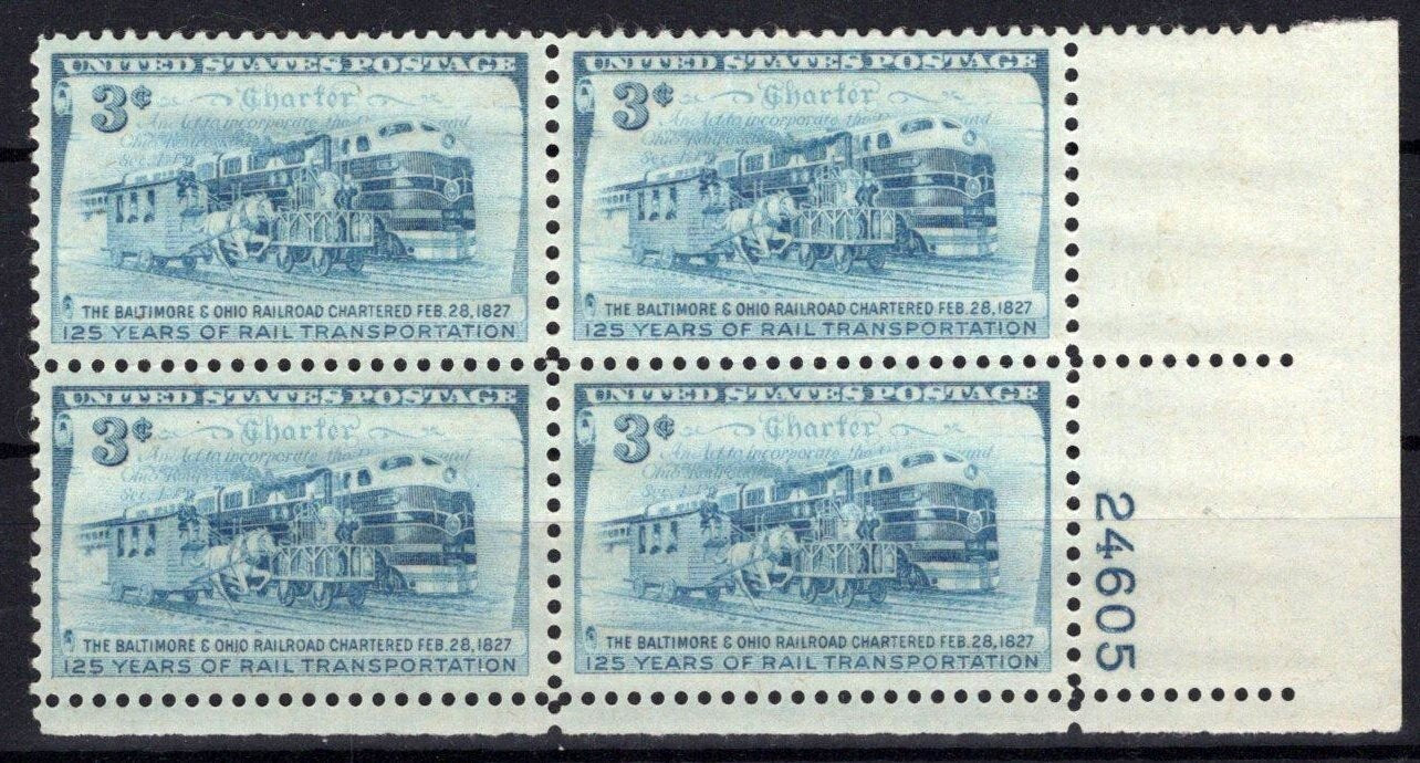 United States 1006 MNH Plate Block B. & O. Railroad ZAYIX STAMPS 0825S1630
