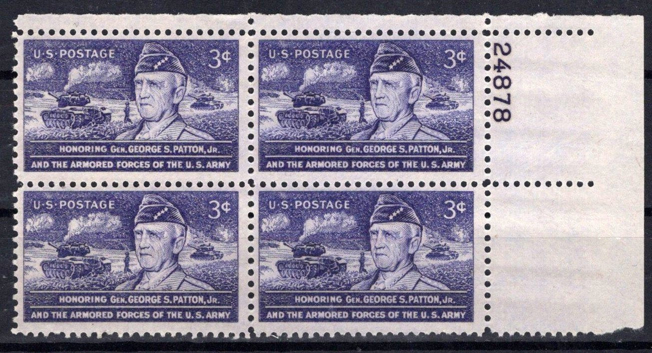 United States 1026 MNH Plate Block General Patton ZAYIX STAMPS 0825S1650