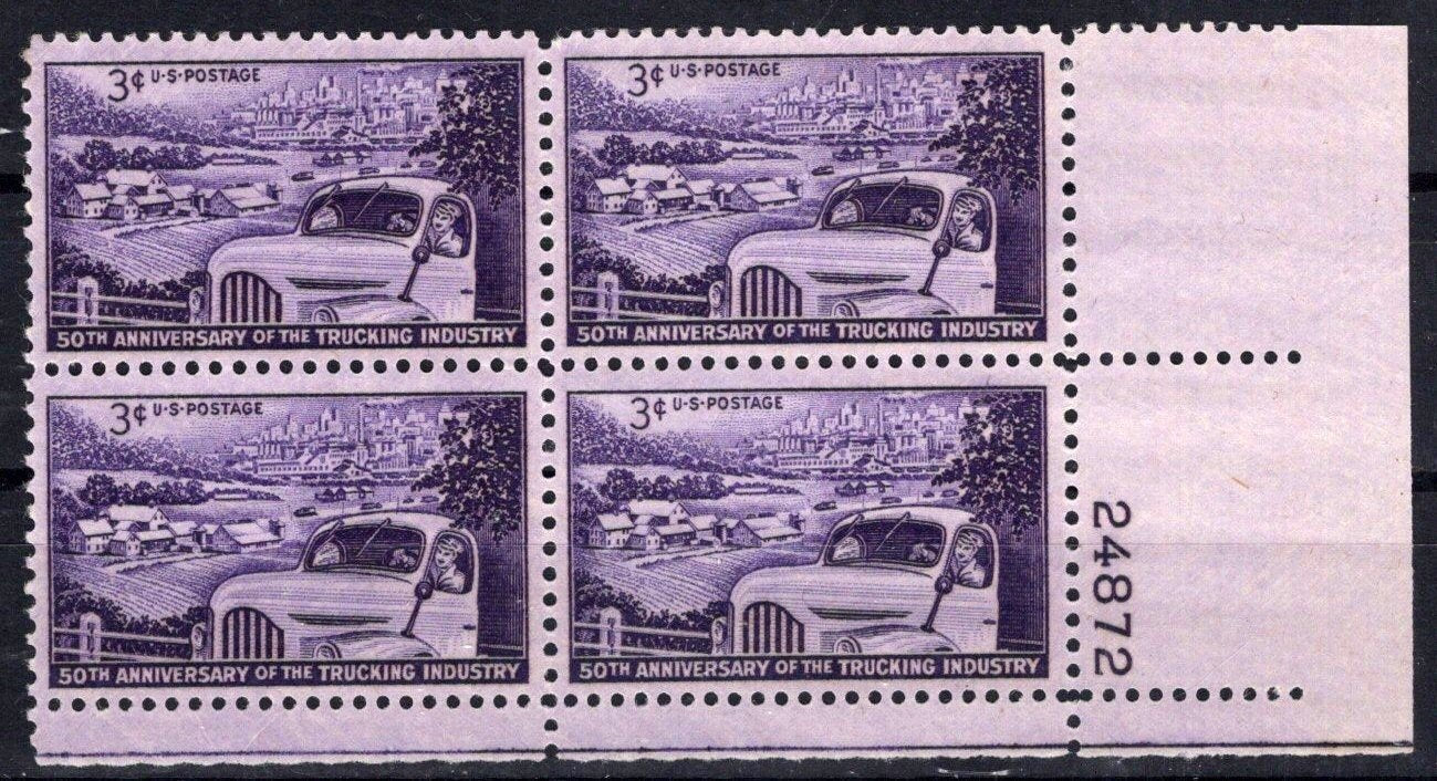 United States 1025 MNH Plate Block Trucking Industry ZAYIX STAMPS 0825S1649