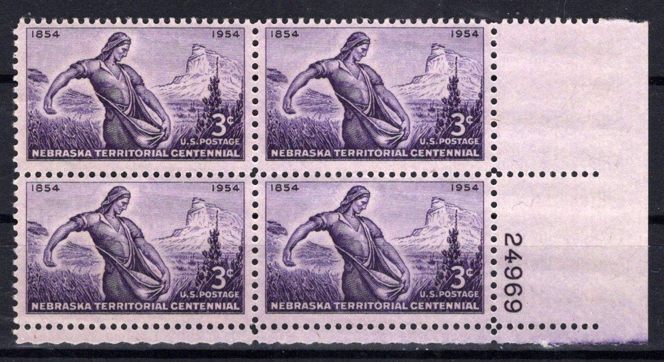 United States 1060 MNH Plate Block Nebraska Territory ZAYIX STAMPS 0825S1654