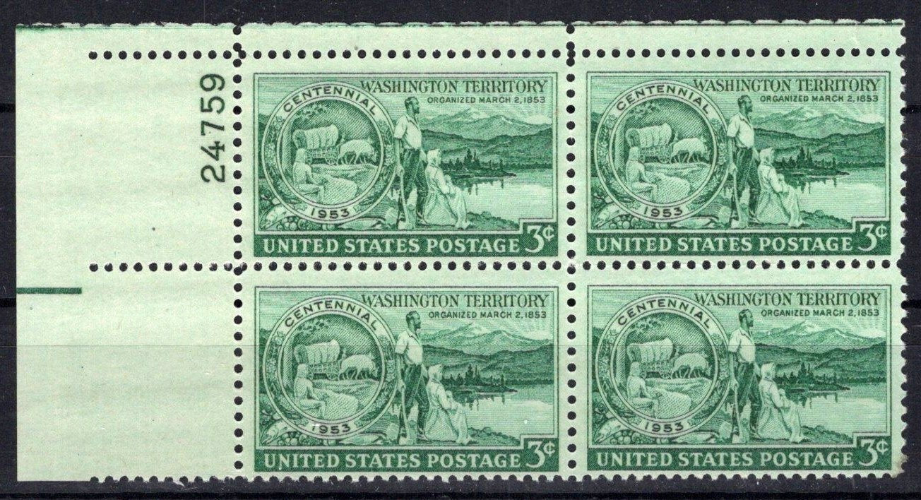 United States 1019 MNH Plate Block Washington Territory ZAYIX STAMPS 0825S1643
