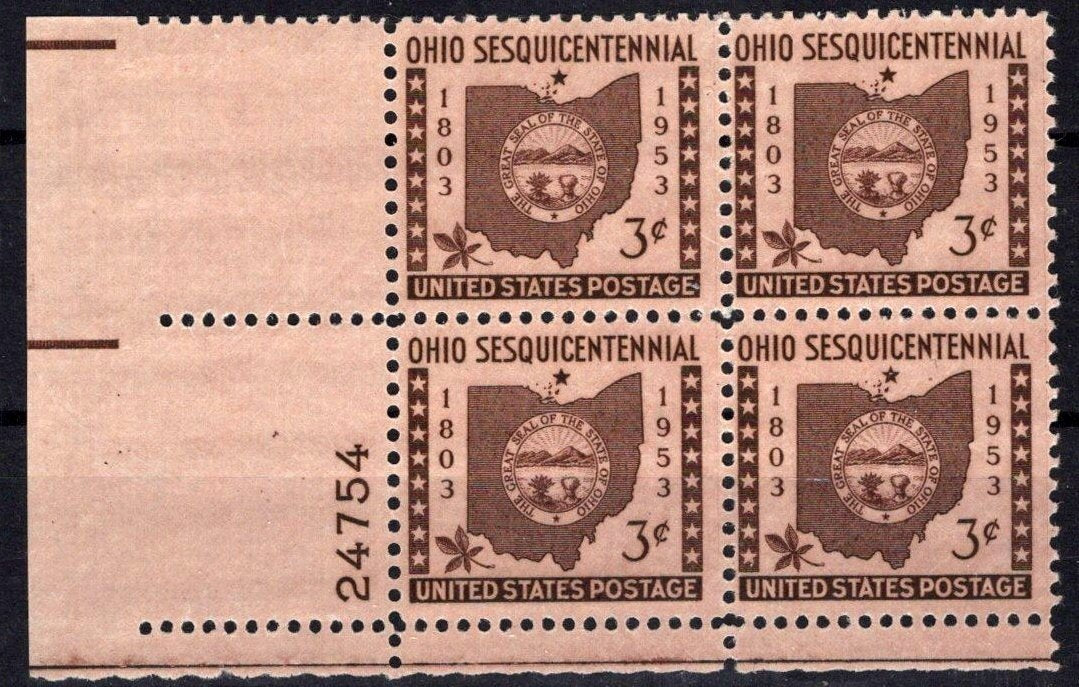 United States 1018 MNH Plate Block Ohio Statehood ZAYIX STAMPS 0825S1642