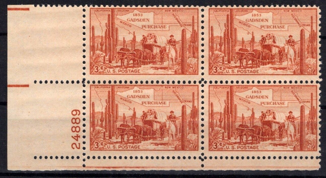 United States 1028 MNH Plate Block Gadsden Purchase ZAYIX STAMPS 0825S1652