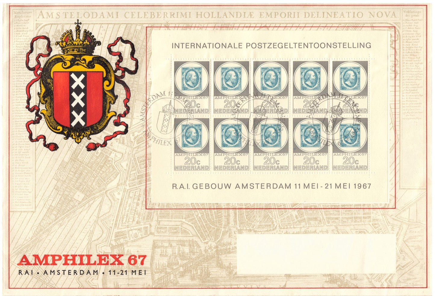 Netherlands 448-450 FDC AMPHILEX '67 Miniature Sheet Set ZAYIX 0825L1718