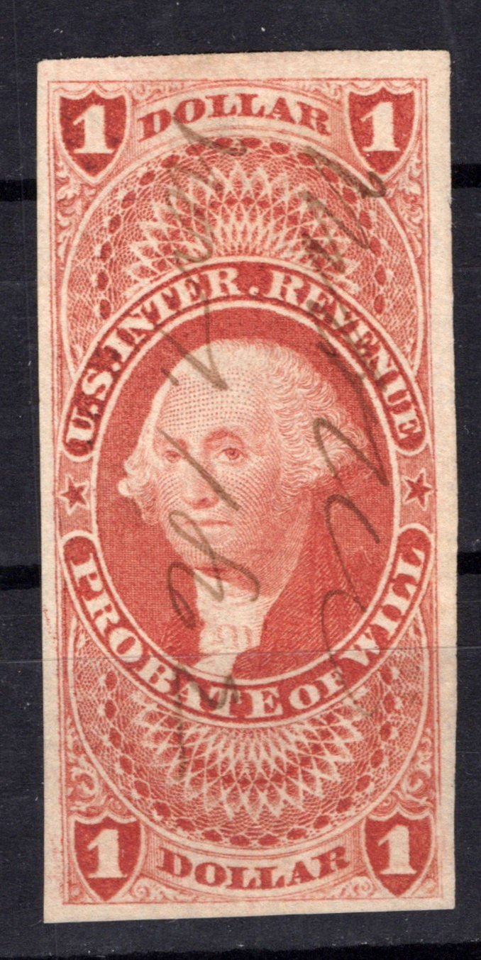 US R76a Used VF $1 red Probate of Will Revenue imperf ZAYIX 0825SB1735