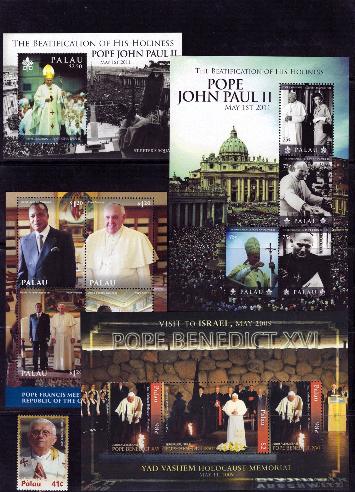 Palau Popes Saints and Religious MN Topical Collection 6 sheets ZAYIX 0825L1791