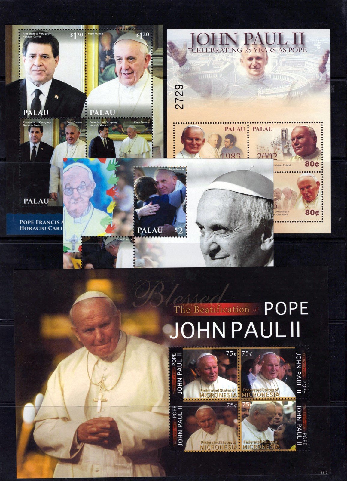 Palau Popes Saints and Religious MN Topical Collection 6 sheets ZAYIX 0825L1791