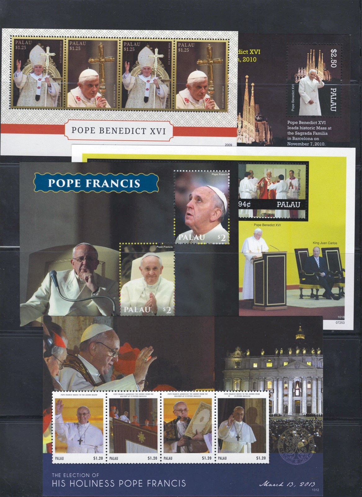Palau Popes Saints and Religious MN Topical Collection 6 sheets ZAYIX 0825L1791