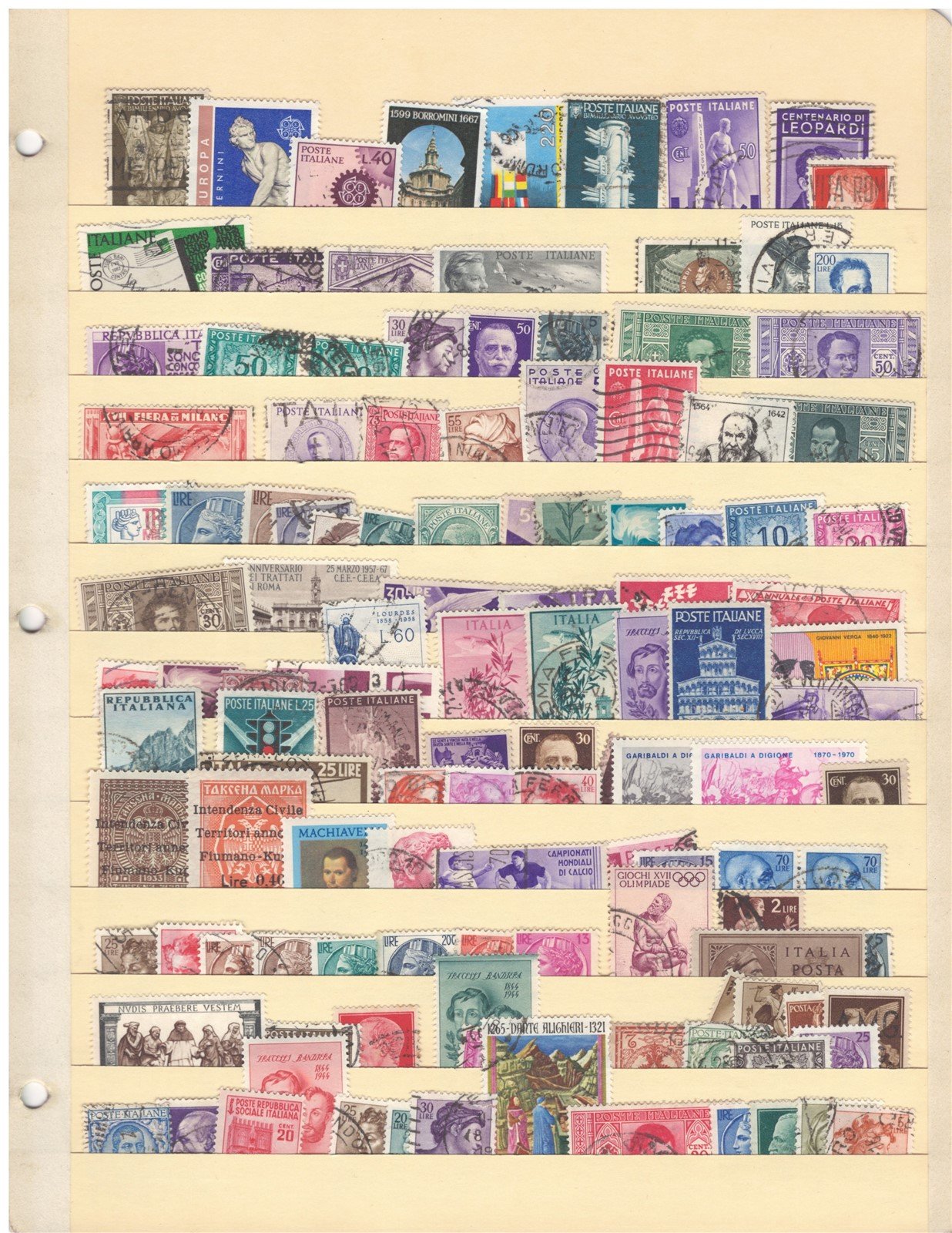 Italy Used Collection of 244 Stamps Packed on 2 Stock Sheets ZAYIX 0825L1794
