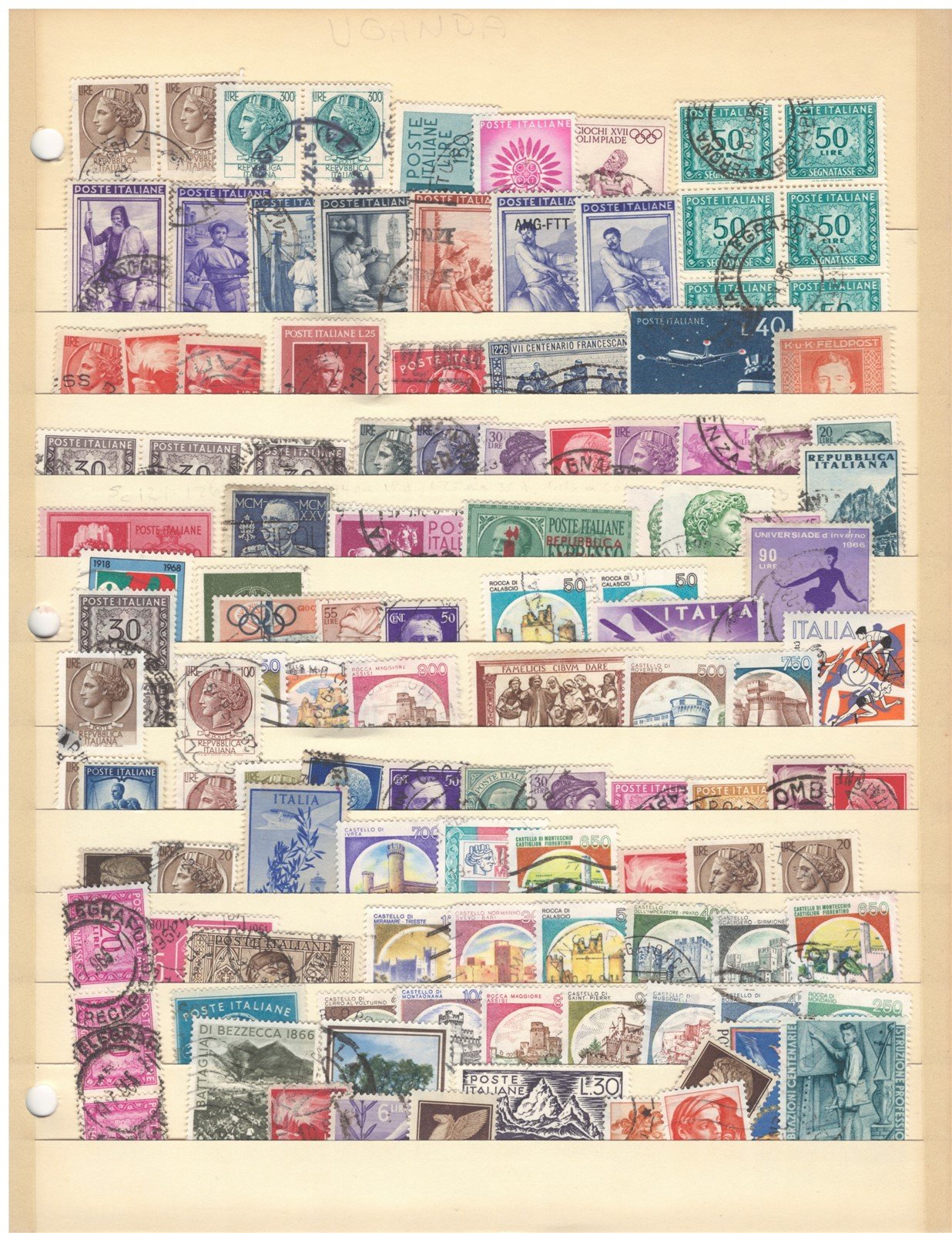 Italy Used Collection of 244 Stamps Packed on 2 Stock Sheets ZAYIX 0825L1794