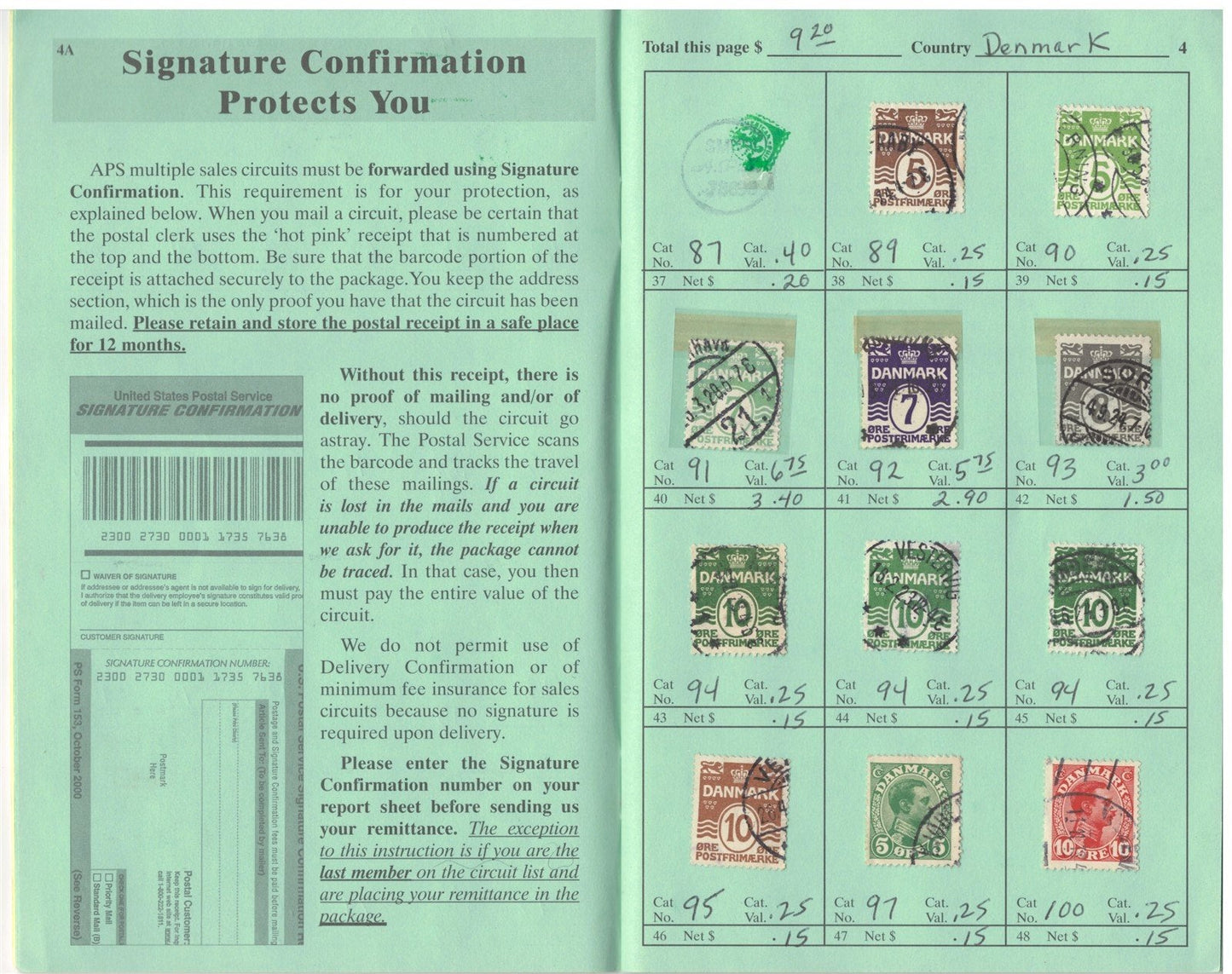 Denmark Mint & Used in Retired APS Circuit Book, est. $200+ CV ZAYIX 0825L1795