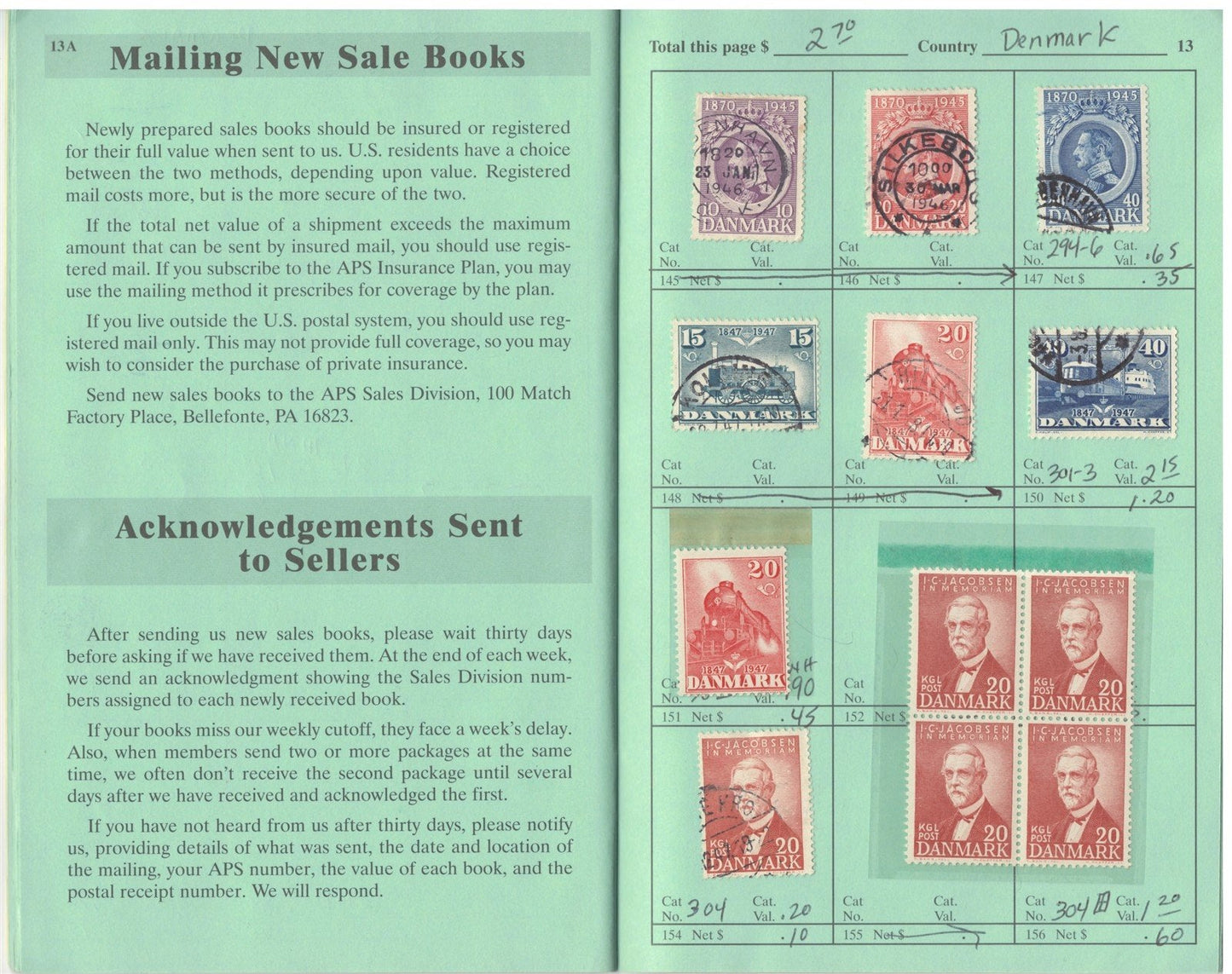 Denmark Mint & Used in Retired APS Circuit Book, est. $200+ CV ZAYIX 0825L1795