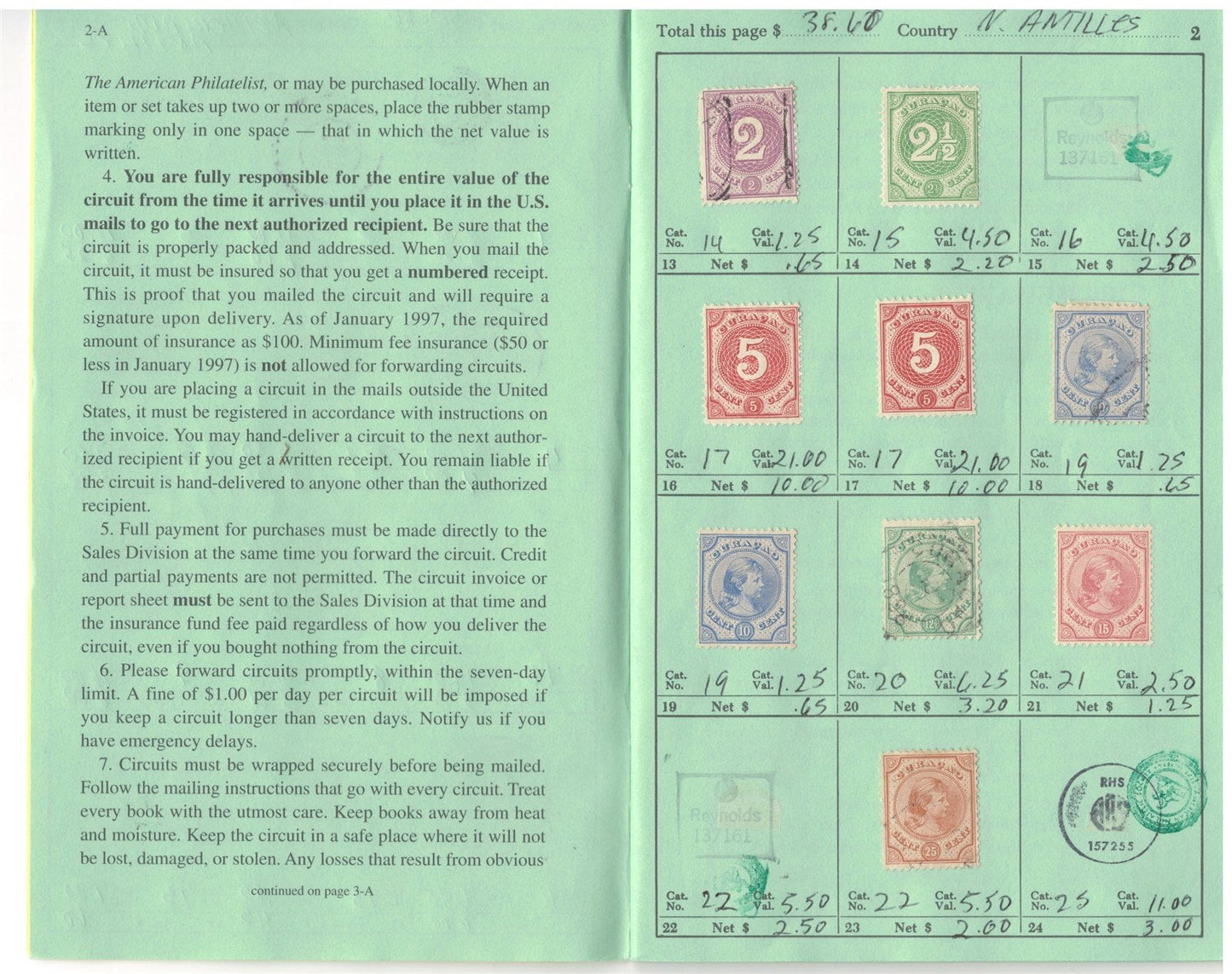 Netherlands Antilles Mint & Used in Retired APS Circuit Book ZAYIX 0825L1797