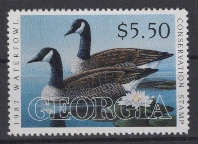 Georgia 3 MNH VF State Hunting Permit Duck Stamp Revenue Zayix 0825RB1813