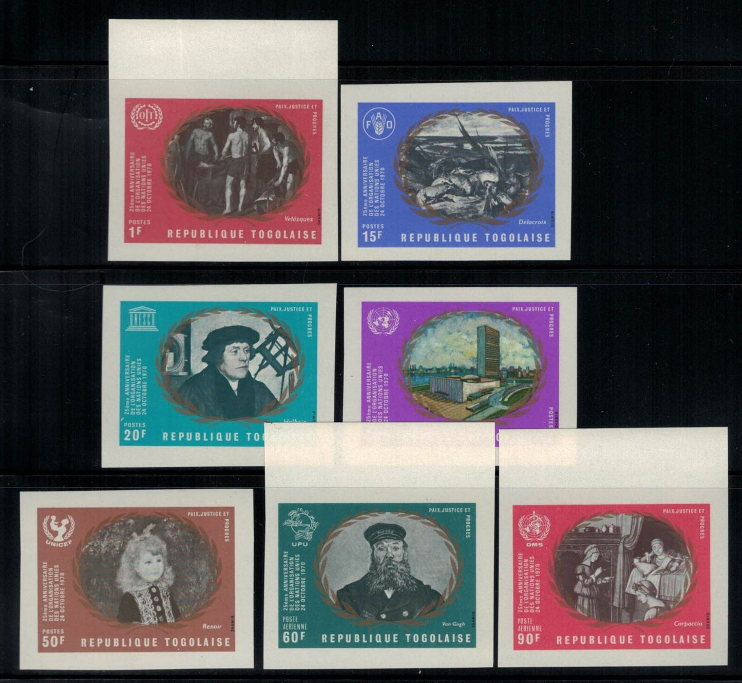 Togo 751-755, C137-C138 MNH imperforate UN / Paintings ZAYIX 033122S07