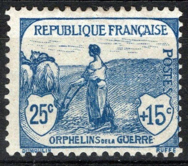 France B6 MH FVF Semi-Postal 25c +15c dp bl Woman Plowing ZAYIX 0825SB3830