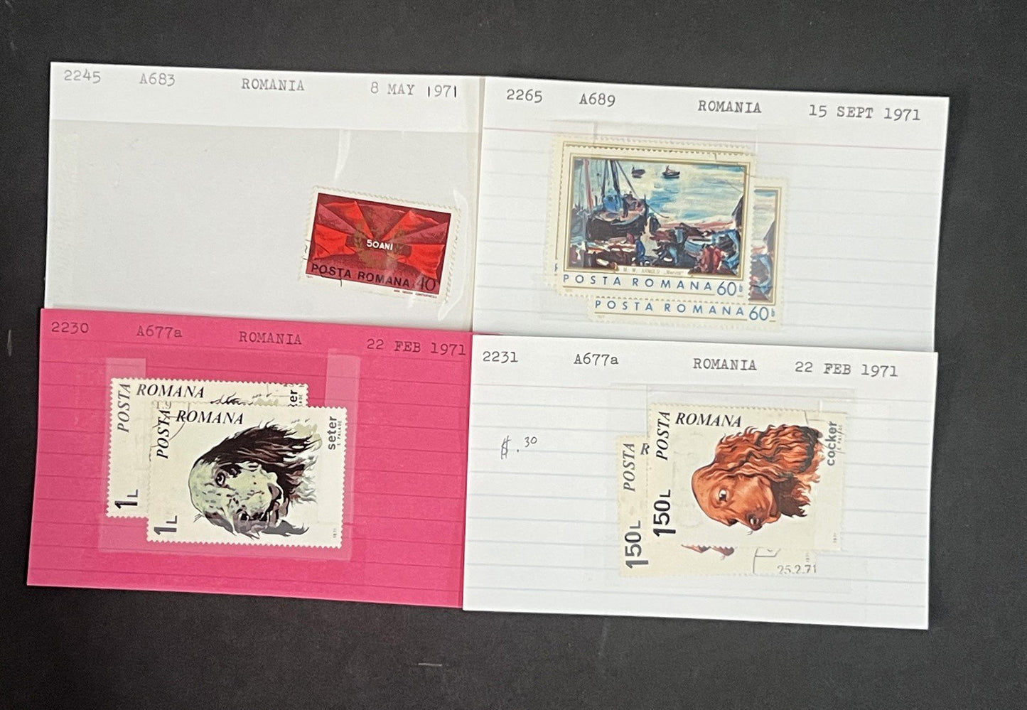 Romania Collection on Dealer Cards, identified by Scott# ZAYIX 0825G3860