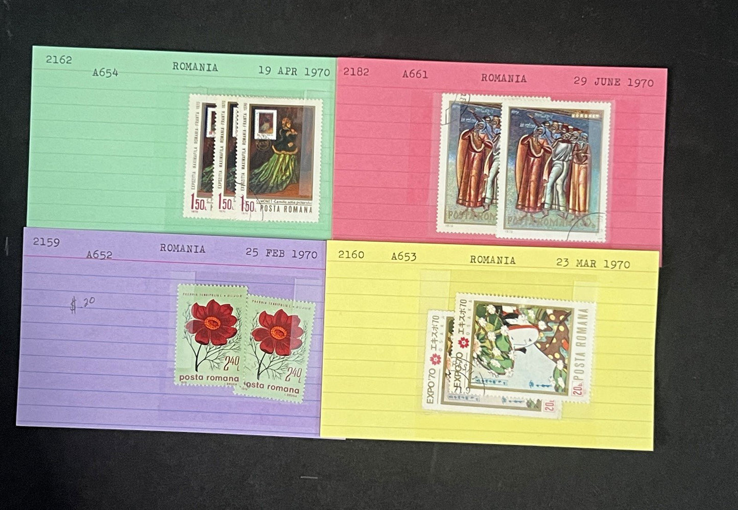 Romania Collection on Dealer Cards, identified by Scott# ZAYIX 0825G3860