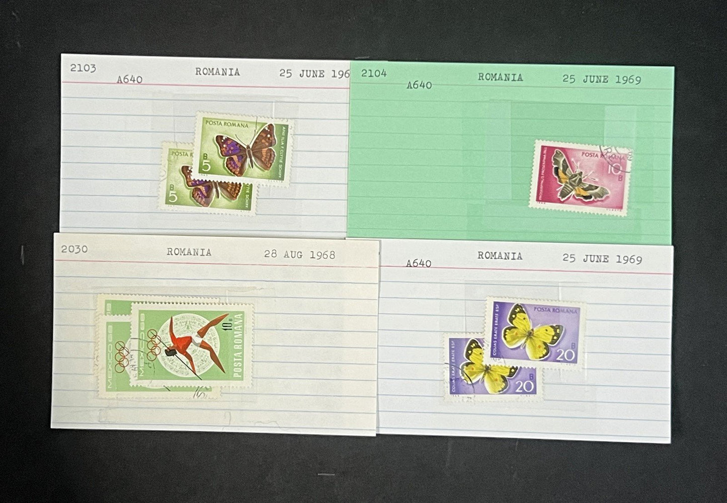 Romania Collection on Dealer Cards, identified by Scott# ZAYIX 0825G3860