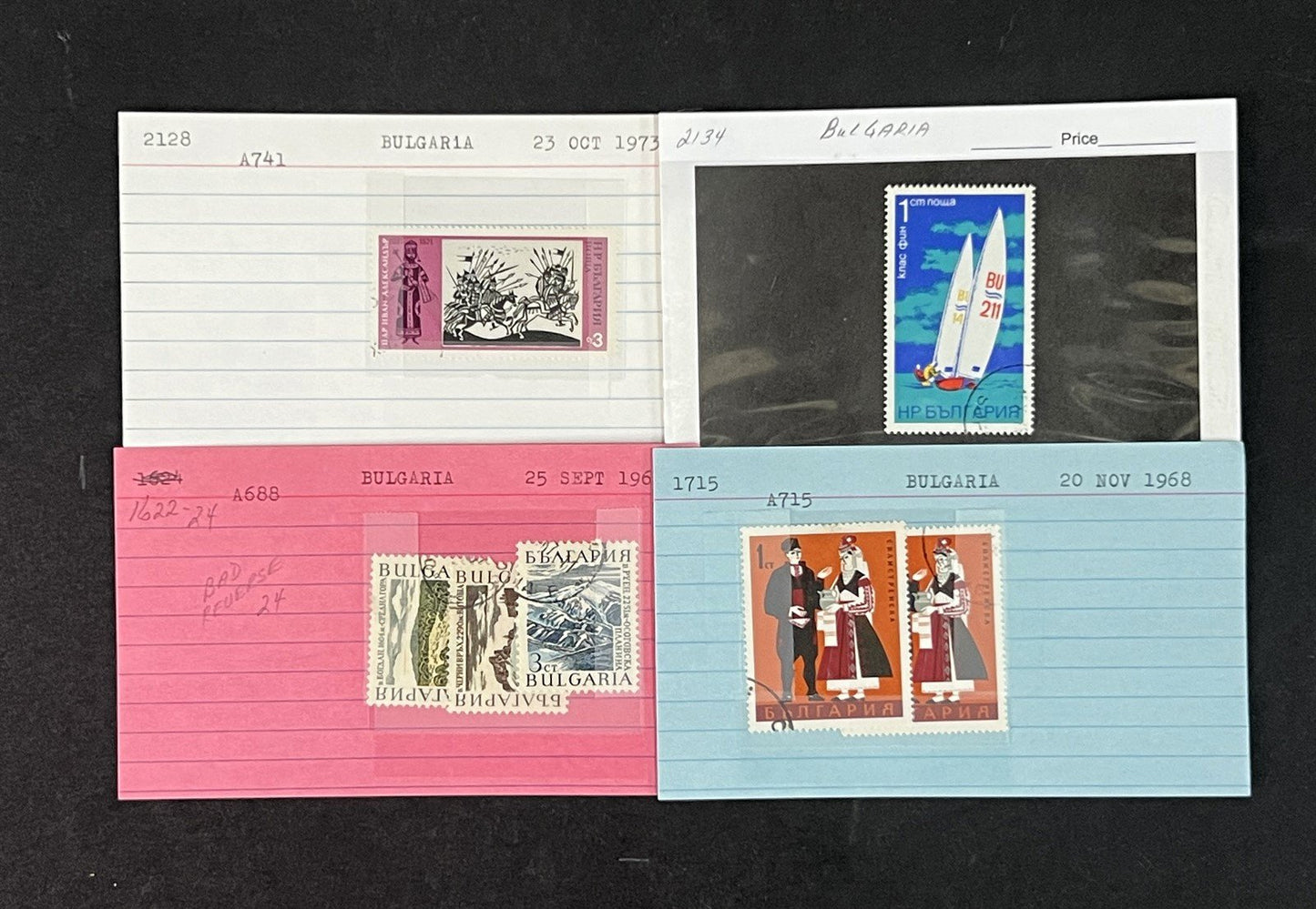 Bulgaria Collection on Dealer Cards, identified by Scott# ZAYIX 0825G3867