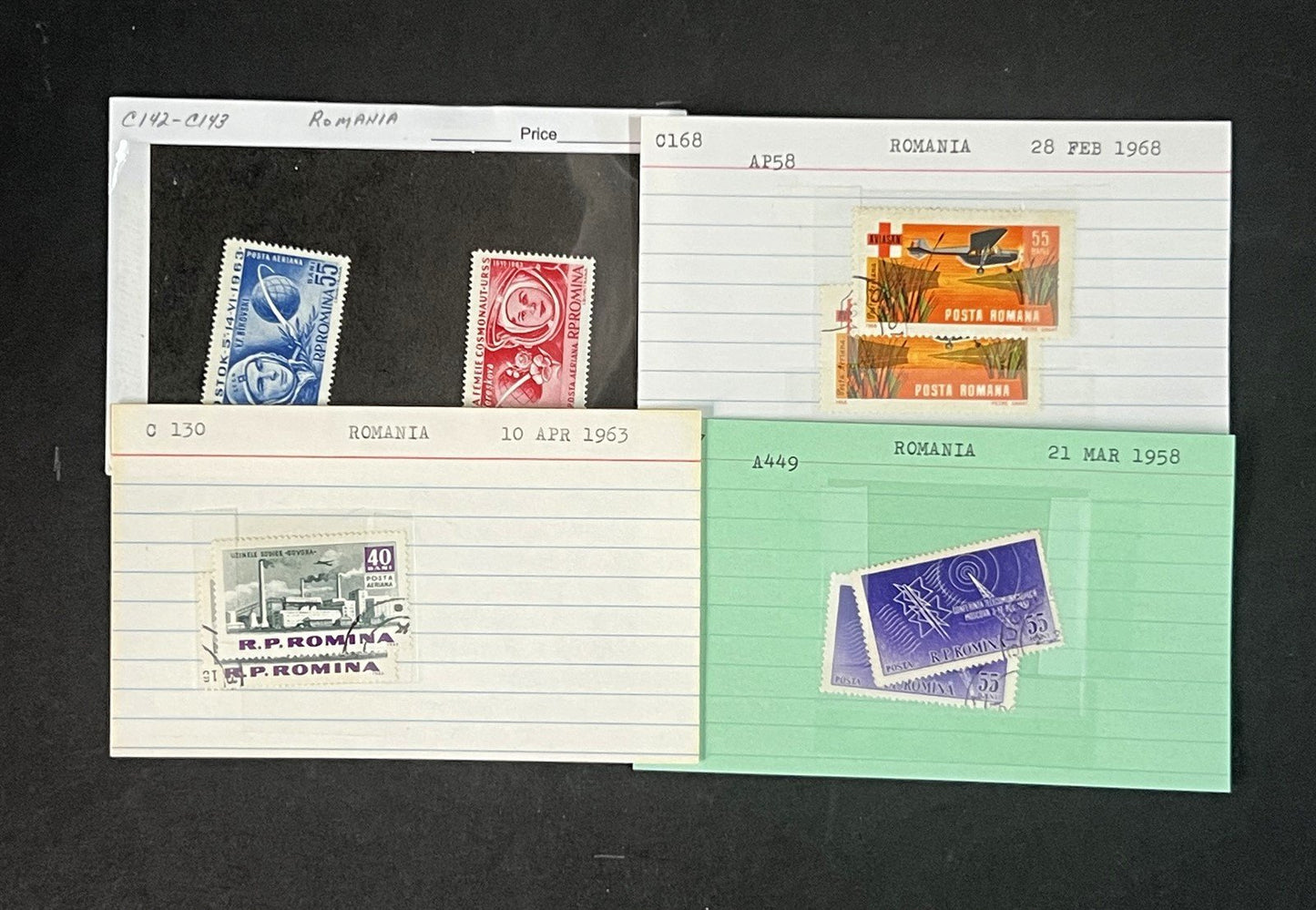 Romania Collection on Dealer Cards, identified by Scott# ZAYIX 0825G3868