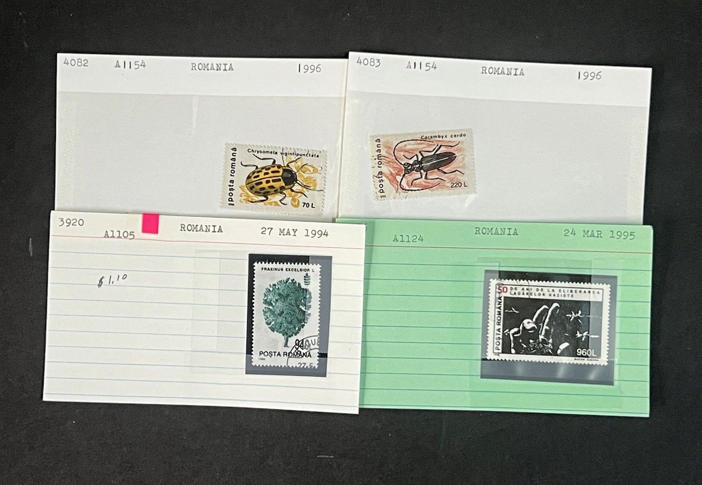 Romania Collection on Dealer Cards, identified by Scott# ZAYIX 0825G3868