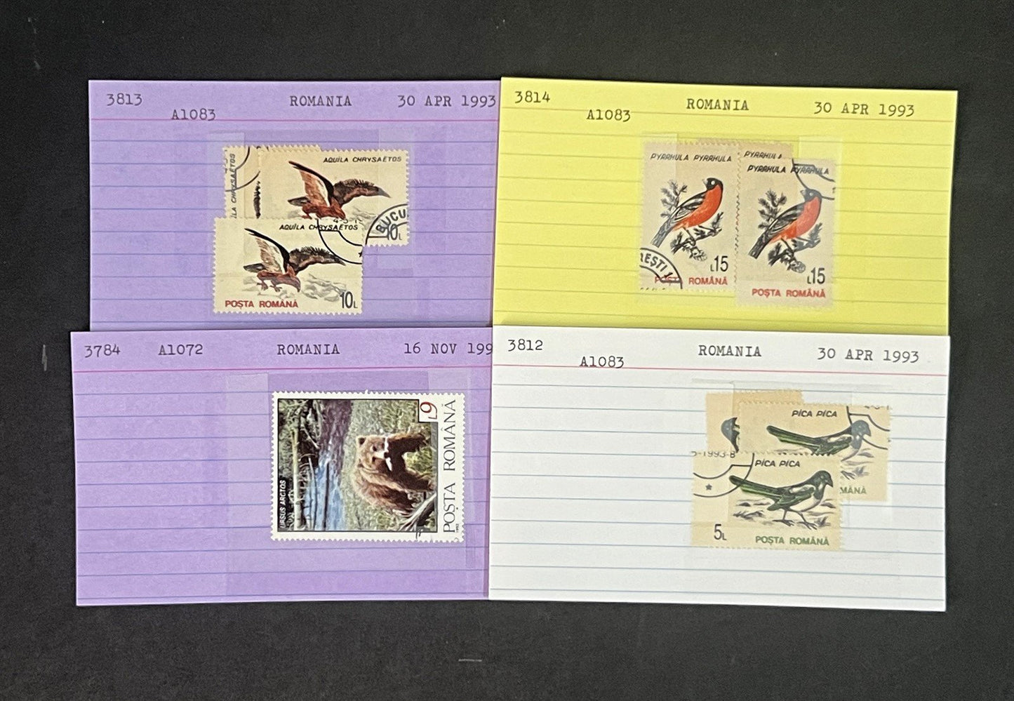 Romania Collection on Dealer Cards, identified by Scott# ZAYIX 0825G3868
