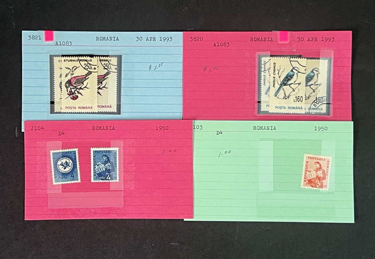 Romania Collection on Dealer Cards, identified by Scott# ZAYIX 0825G3868