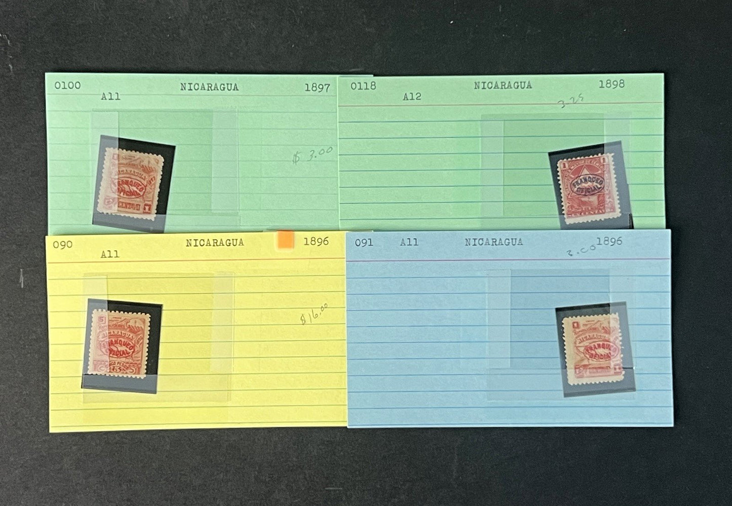 Nicaragua Box Collection $617 CV Dealer Cards Id'd by Scott# ZAYIX 0825G3891