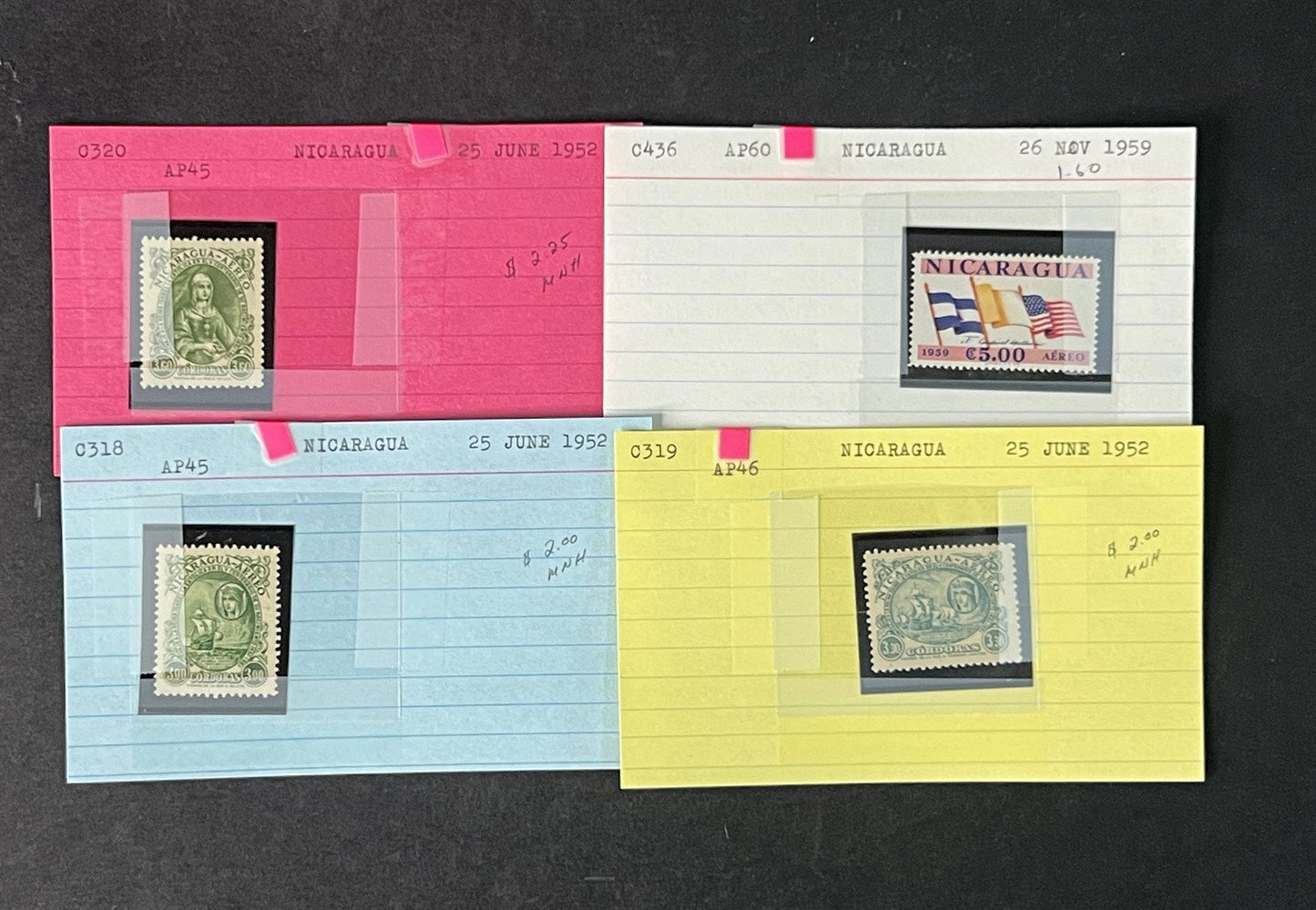 Nicaragua Box Collection $617 CV Dealer Cards Id'd by Scott# ZAYIX 0825G3891