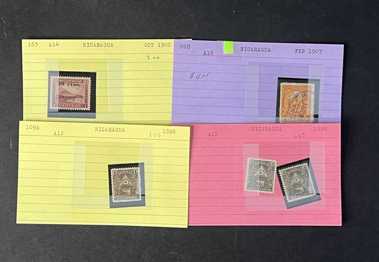 Nicaragua Box Collection $617 CV Dealer Cards Id'd by Scott# ZAYIX 0825G3891