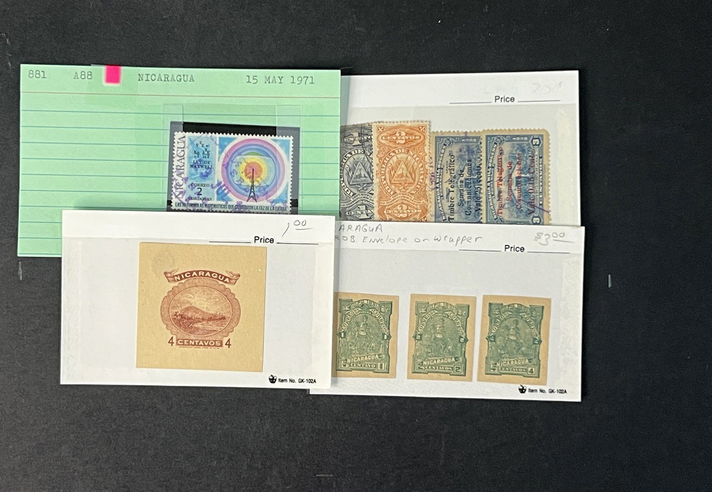 Nicaragua Box Collection $617 CV Dealer Cards Id'd by Scott# ZAYIX 0825G3891