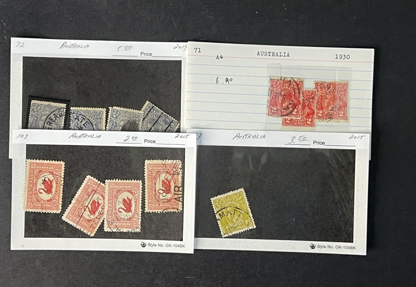 Australia Collection by Scott# on dealer cards $1100+ CV ZAYIX 0825G4059