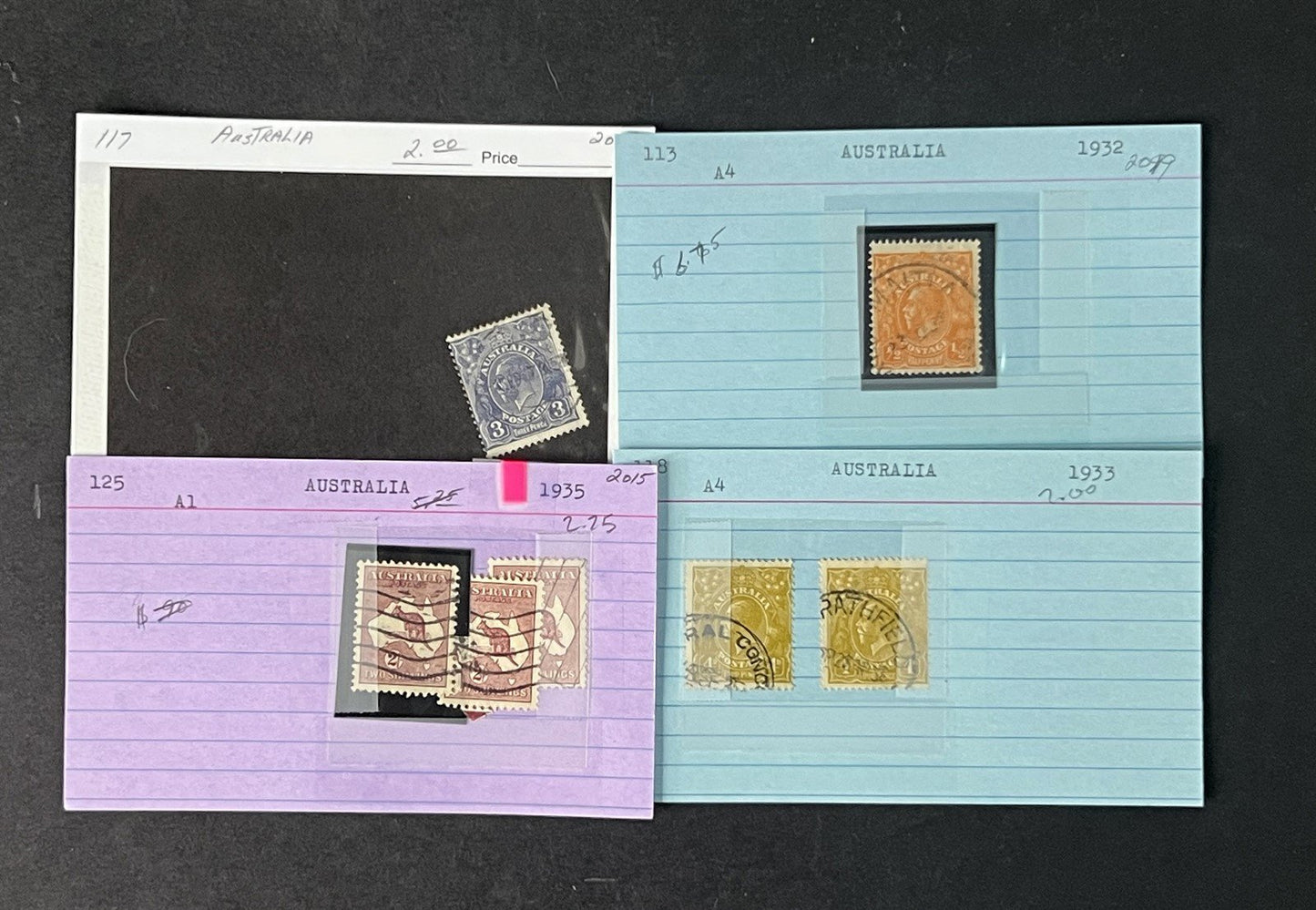 Australia Collection by Scott# on dealer cards $1100+ CV ZAYIX 0825G4059
