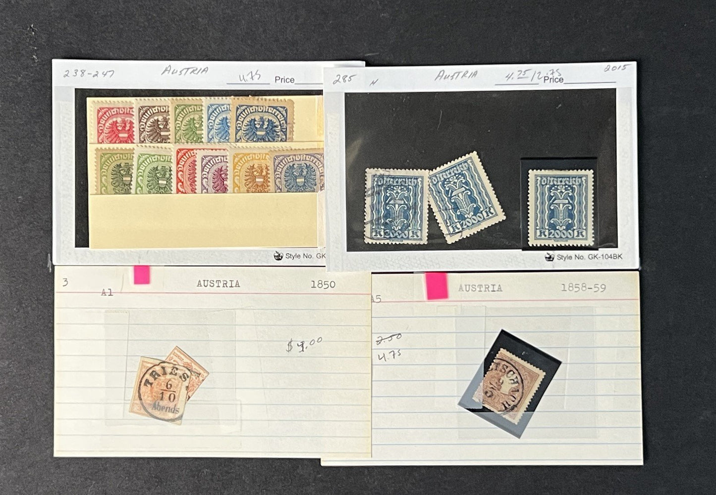Classic Austria Collection by Scott# on dealer cards $858 CV ZAYIX 0825G4060