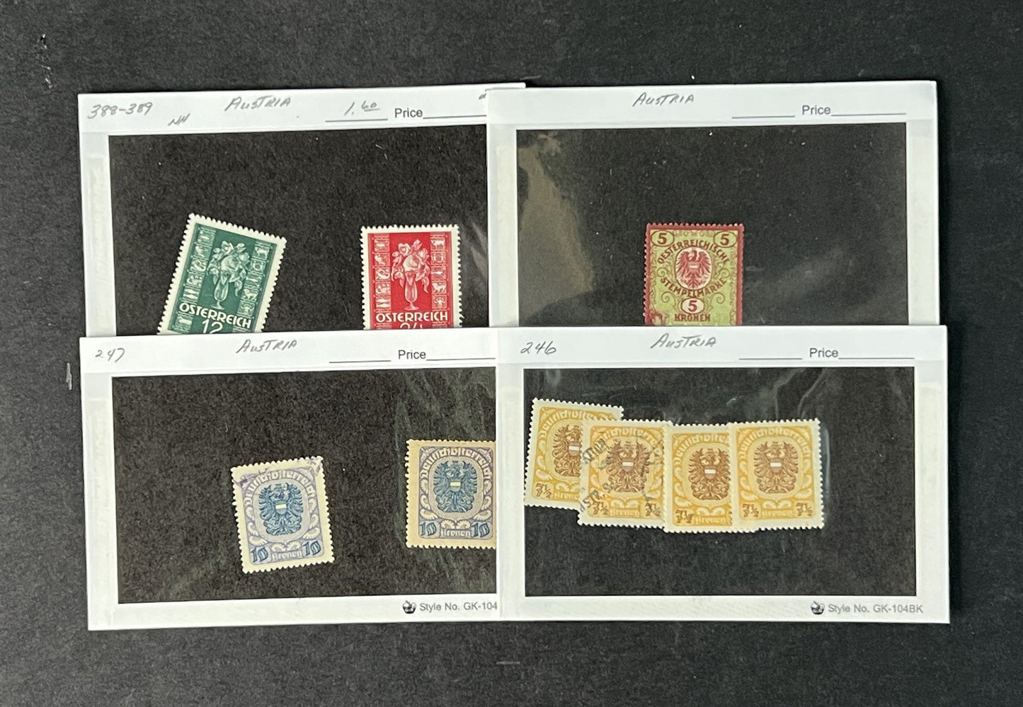 Classic Austria Collection by Scott# on dealer cards $858 CV ZAYIX 0825G4060
