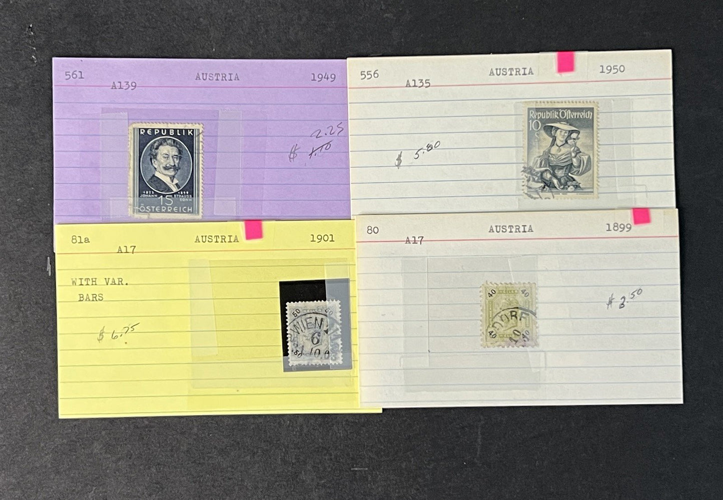 Classic Austria Collection by Scott# on dealer cards $858 CV ZAYIX 0825G4060