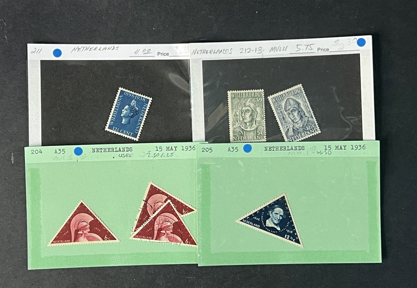 Valuable Netherlands & Colonies on dealer cards $1250+ CV ZAYIX 0825G4061