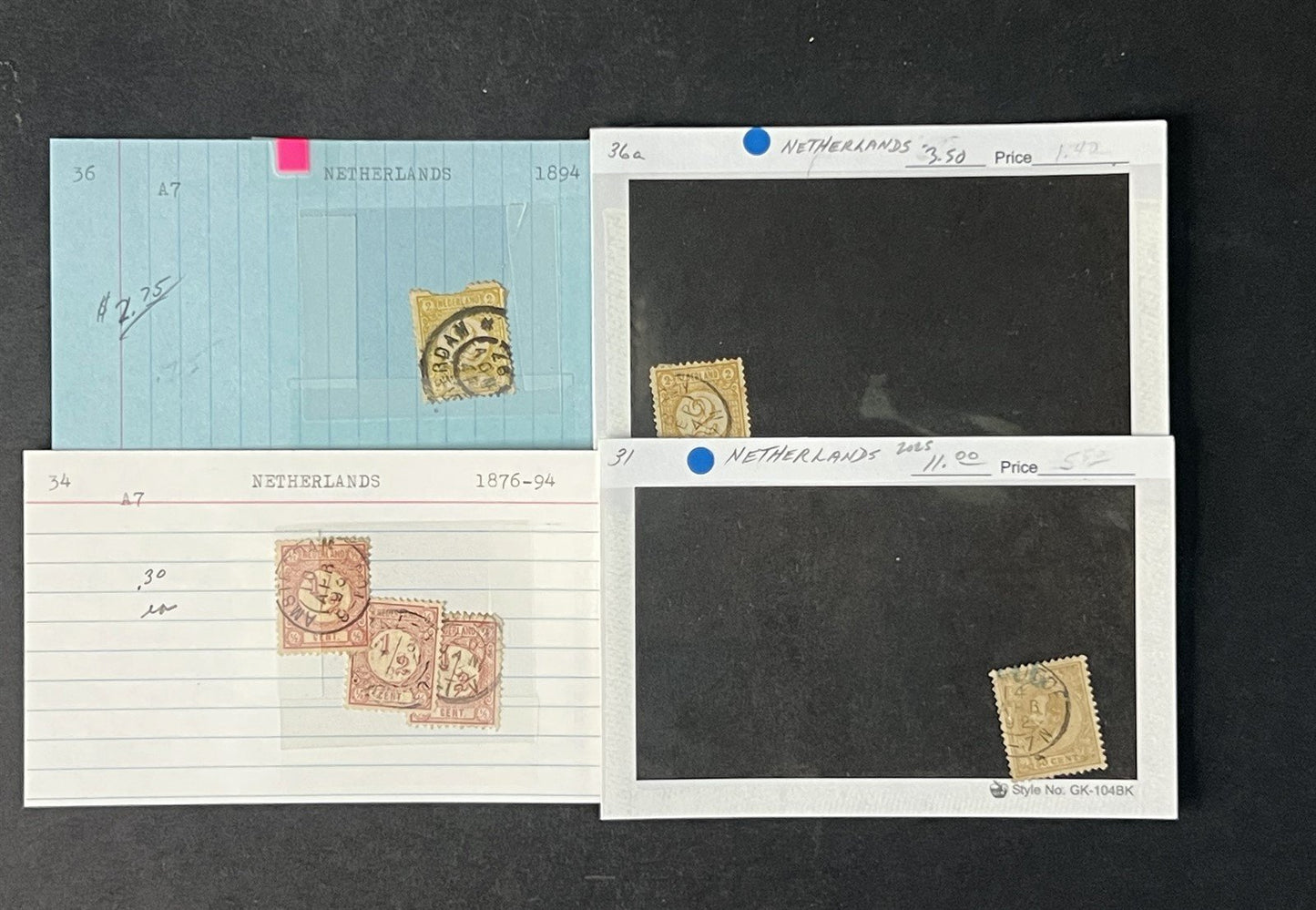 Valuable Netherlands & Colonies on dealer cards $1250+ CV ZAYIX 0825G4061