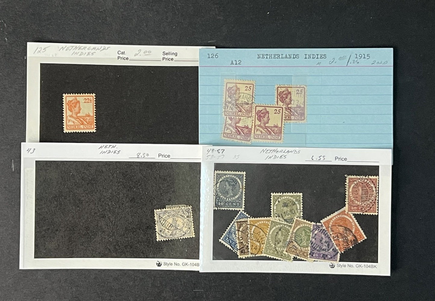 Valuable Netherlands & Colonies on dealer cards $1250+ CV ZAYIX 0825G4061