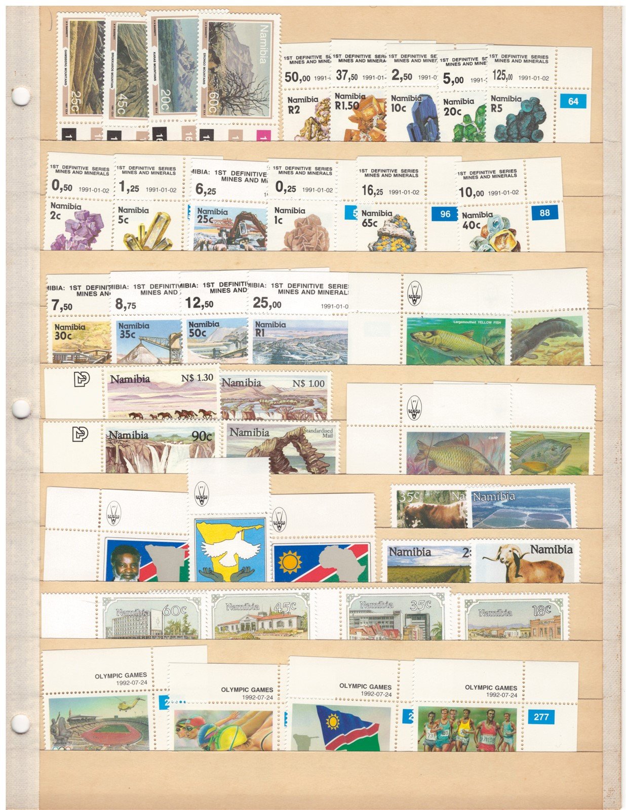 Nambia MNH All Different Stamp Collection on 4 Stock Pages ZAYIX 0825CB4348