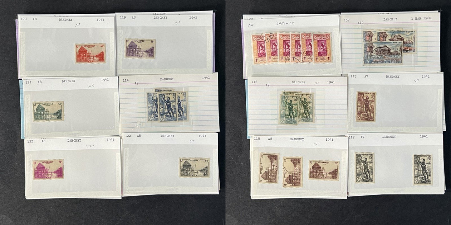 Dahomey Dealer Stamp Collection on Cards $198 Catalog Value ZAYIX 0825CB4511