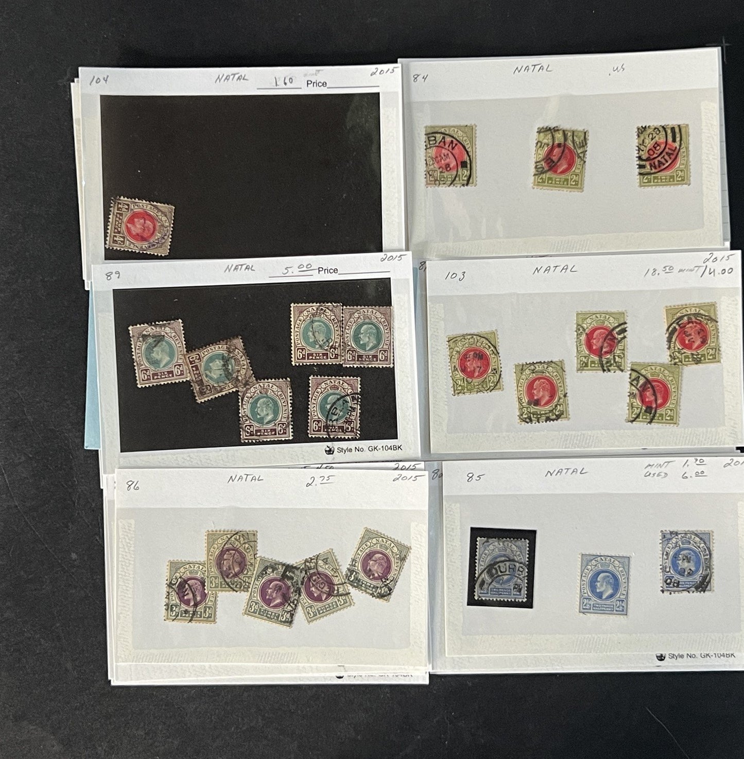Natal Stamp Collection on Dealer Cards $308 Catalog Value ZAYIX 0825CB14514