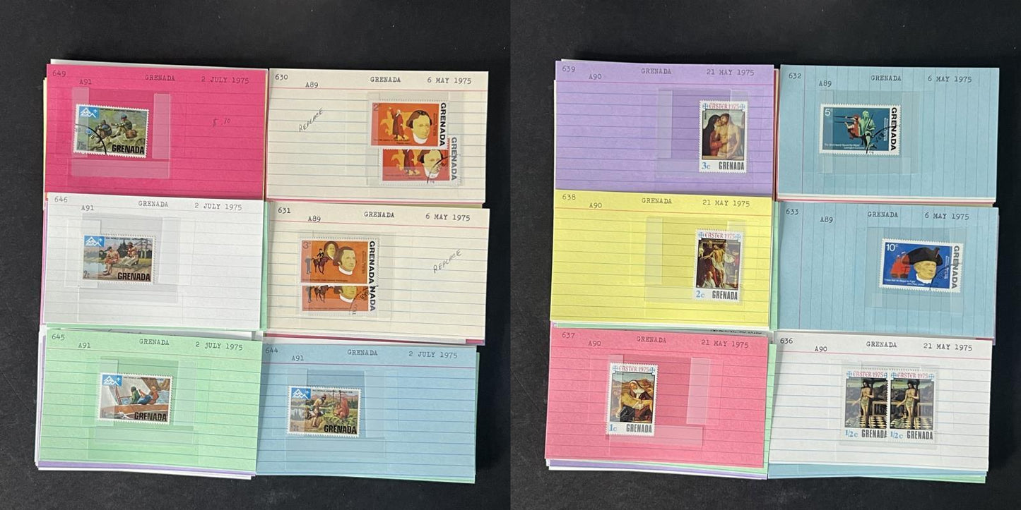 Grenada Stamp Collection 2 on Dealer Cards $148 Cat Value ZAYIX 0825CB14522