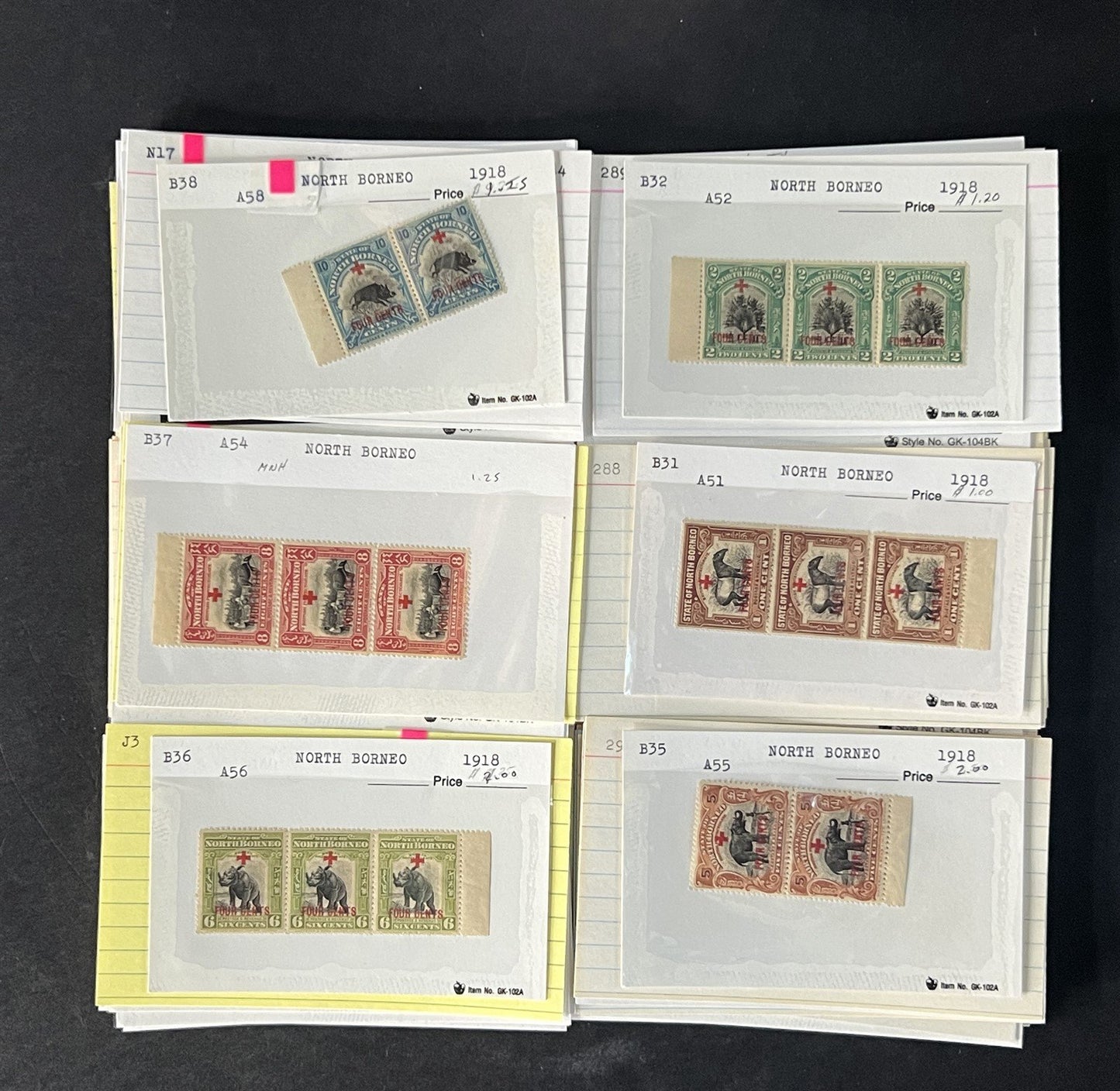 North Borneo Stamp Collection on Dealer Cards $234 Cat Value ZAYIX 0825CB14568