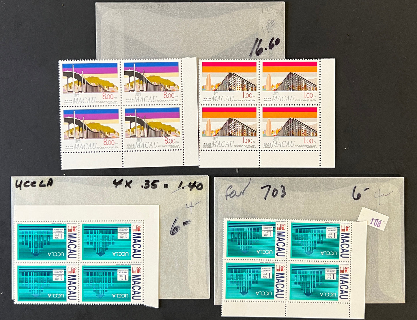 Macau Valuable Mint Stamp Collection Glassine Bags $2179+ CV (MNH) ZAYIX